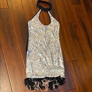 Sequin Halter Costume Dress with Fringe size XS